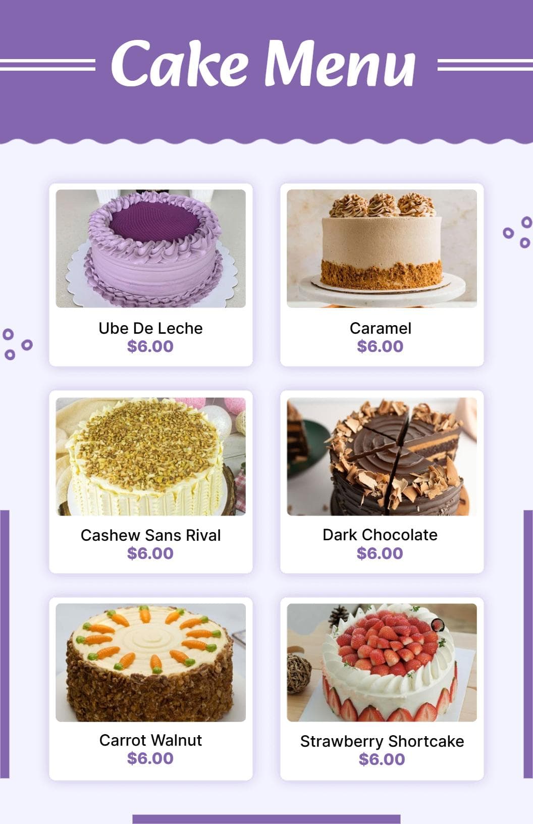Decadent Ube De Leche and Chocolate Treats Cake Menu Template