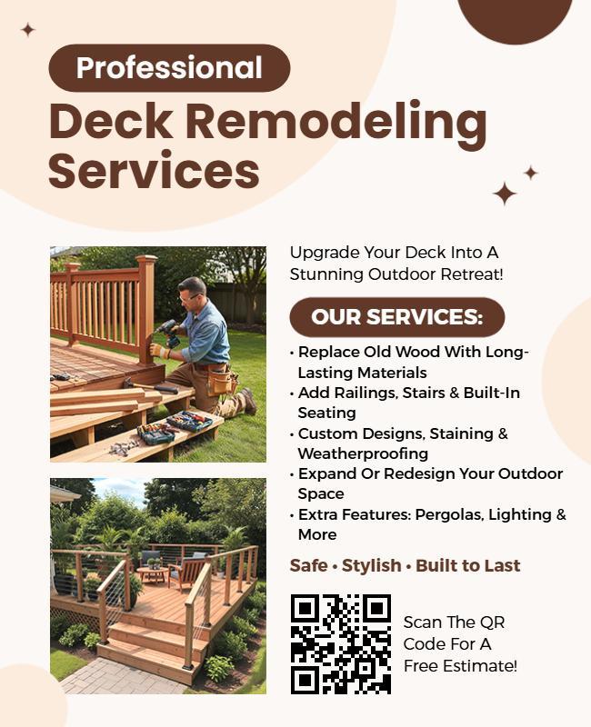 Deck Remodeling Services Promotional Flyer Template