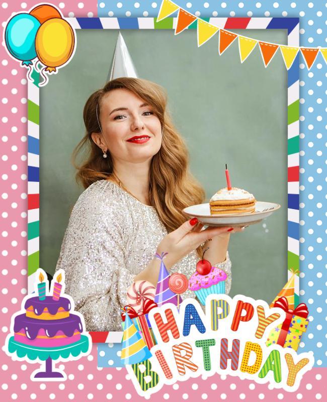 Decorative Happy Birthday Photo Frame Flyer Template
