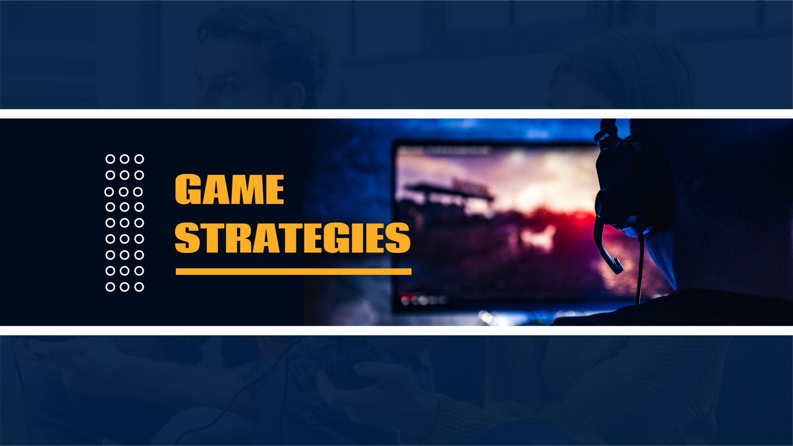 Deep Blue Gaming Setup Focused on Game Strategies Banner Template
