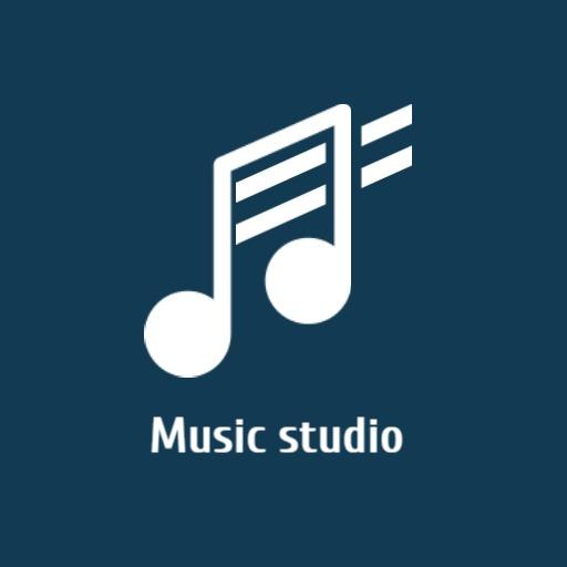 Deep Blue Music Studio Featuring Notation Elements Logo Template