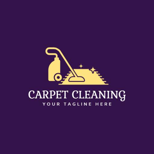 Deep Cleaning Carpet Services With Professional Equipment Logo Template