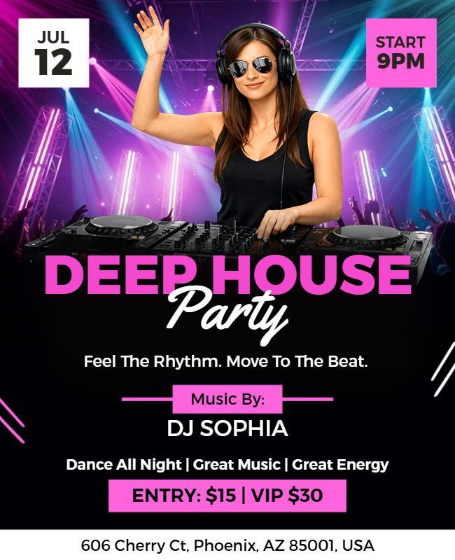Deep House DJ Night Party Poster Template