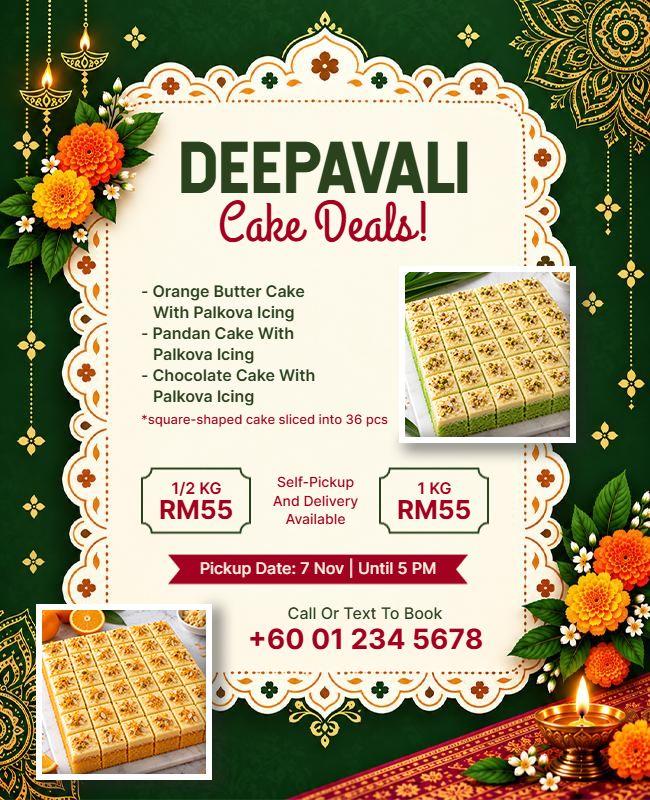 Deepavali Cake Promotion Flyer Template