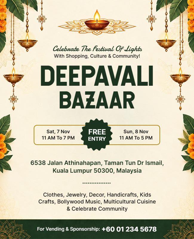 Deepavali Cultural Bazaar Event Flyer Template