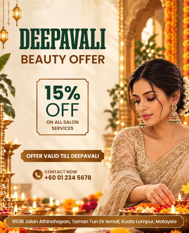 Deepavali Salon Services Discount Flyer Template
