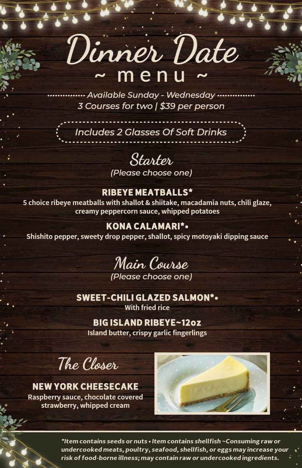 Delectable Ribeye Meats and Sweet Chili Salmon Dinner Menu Template