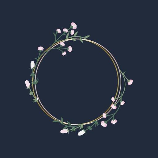 Delicate Floral Accents Framing a Blank Circle Design Logo Template