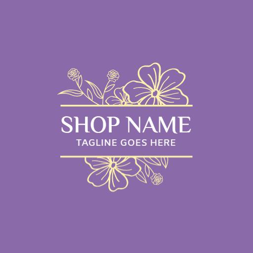 Delicate Floral Design on Soft Purple Background Logo Template