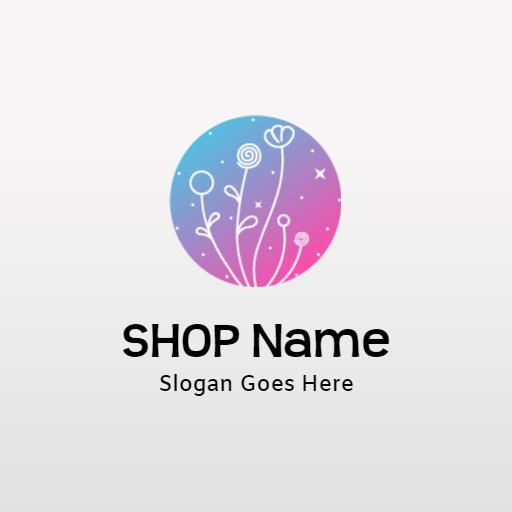 Delicate Floral Design with Soft Pink and Blue Elements Logo Template