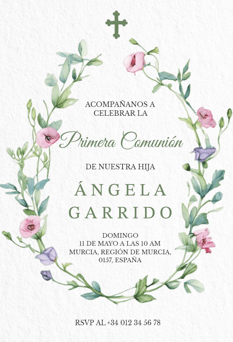 Delicate Floral First Communion Ceremony Invitation Template