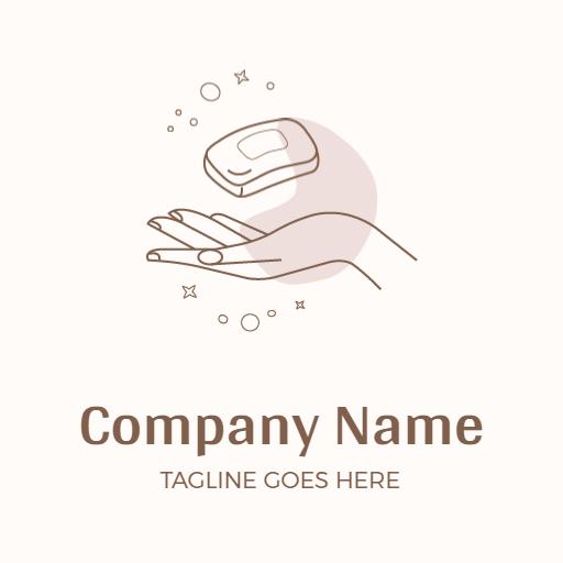 Delicate Hand Illustration Promoting Natural Soap Products Logo Template