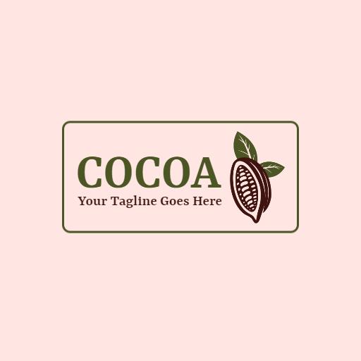 Delicate Pink Background with Cocoa Bean Illustration Logo Template