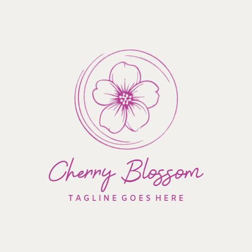 Delicate Pink Cherry Blossom Design Emphasizing Nature Logo Template