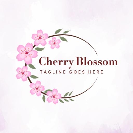 Delicate Pink Cherry Blossom Floral Design Emphasizing Spring Logo Template
