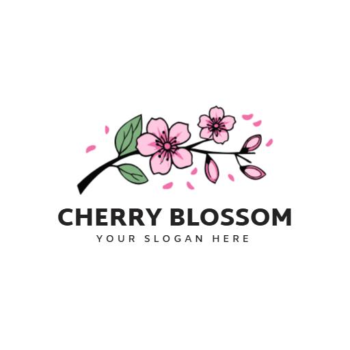 Delicate Pink Cherry Blossoms Showcasing Nature's Beauty Logo Template
