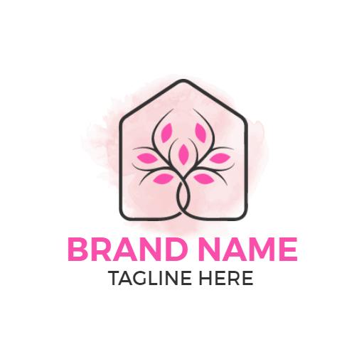 Delicate Pink Flower Design Emphasizing Minimalist Style Logo Template