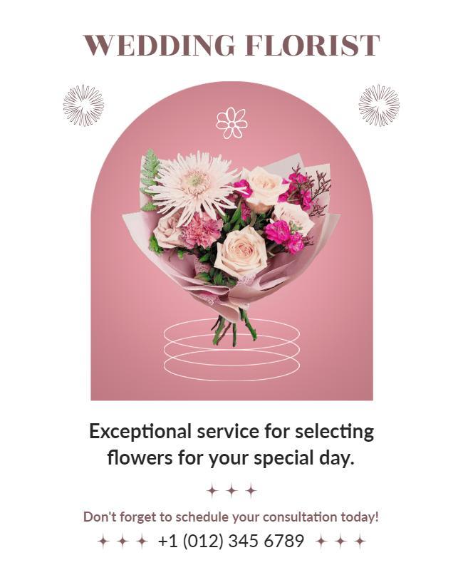 Delicate Pink Wedding Florist Floral Arrangement Poster Template