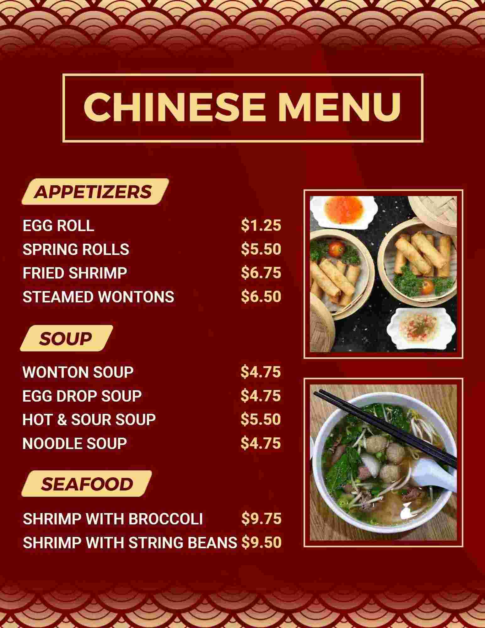 Delicious Appetizers and Flavorful Soups in Chinese Menu Template