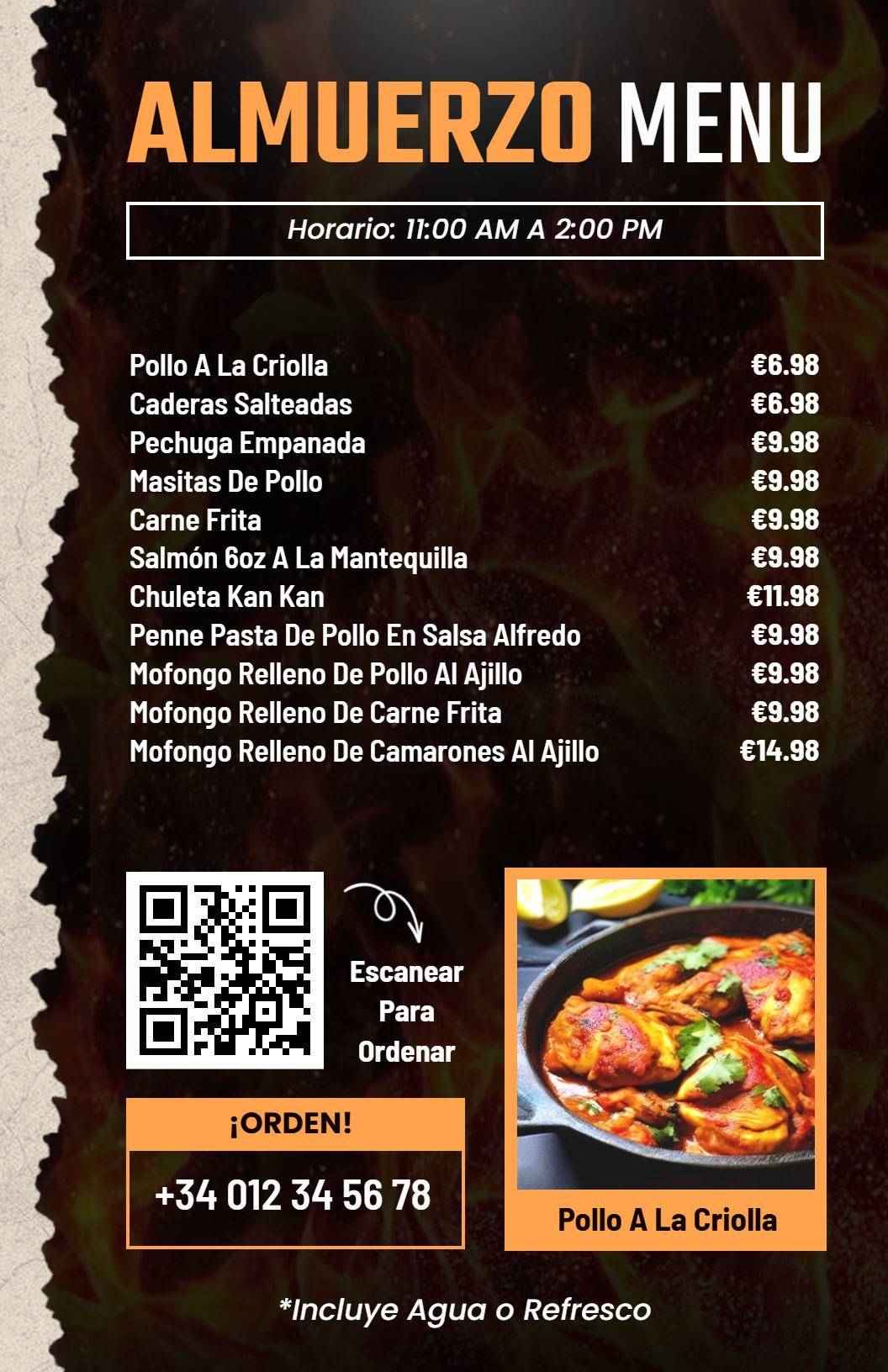 Delicious Authentic Latin Dishes Featuring Fresh Ingredients Lunch Menu Template