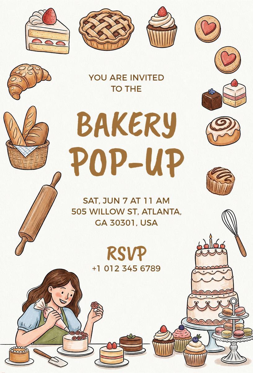 Delicious Bakery Pop-Up Sweet Treat Celebration Invitation Template