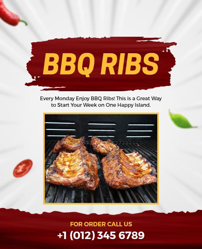 Delicious Bbq Ribs Weekly Special Flyer Template