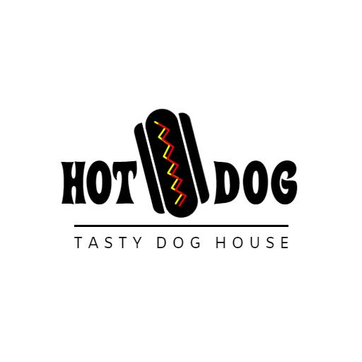 Delicious Black and Yellow Hotdog Design for Food Lovers Logo Template