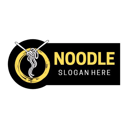 Delicious Black and Yellow Noodle Design with Whimsical Style Logo Template