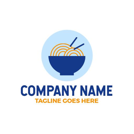 Delicious Blue Bowl of Noodles Representing Chinese Food Logo Template