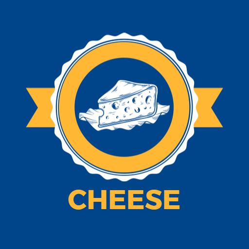 Delicious Blue Cheese Design with Bold Yellow Elements Logo Template