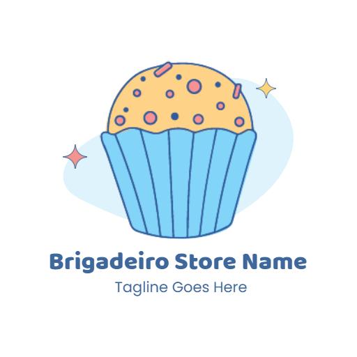 Delicious Blue Cupcake Design Celebrating Brigadeiro Treats Logo Template
