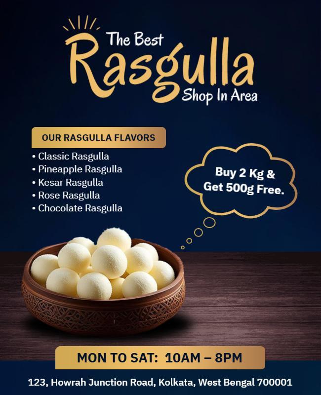 Delicious Blue Rasgulla Flavor Showcase Shop Poster Template