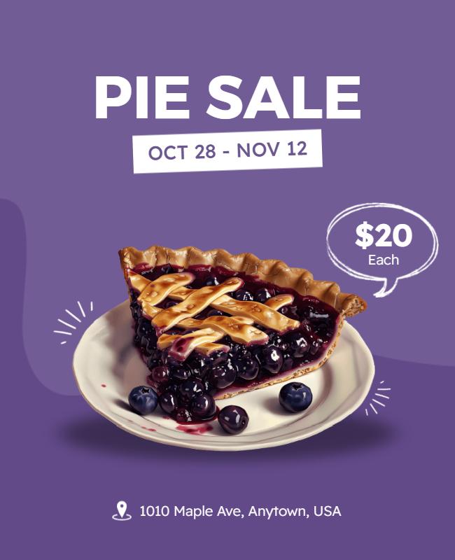 Delicious Blueberry Pie Sale Event Flyer Template