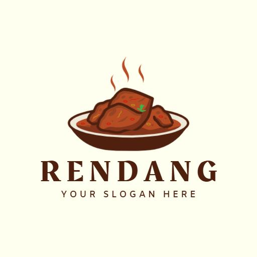 Delicious Bowl of Spicy Rendang Represents Authentic Food Logo Template