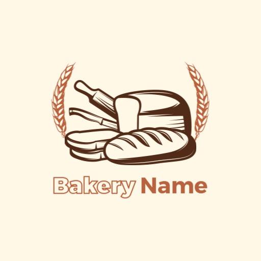 Delicious Breads and Baking Tools Representing Bakery Logo Template