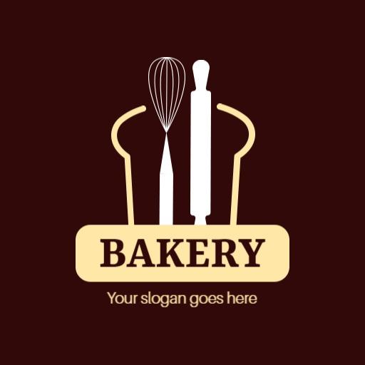 Delicious Brown and Cream Bakery Tools Design Logo Template
