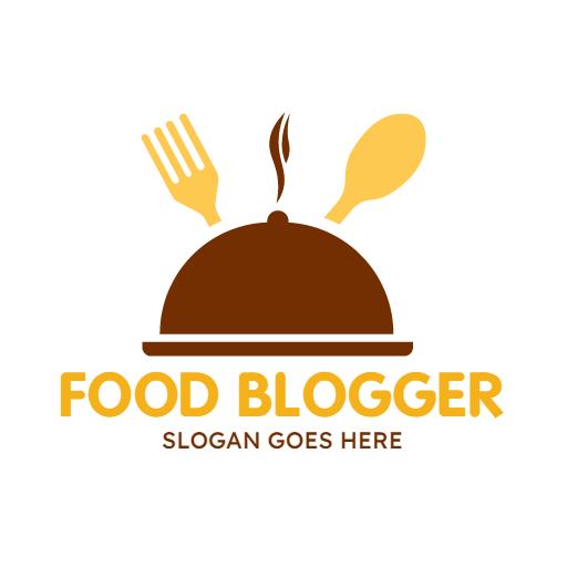Delicious Brown and Yellow Food Blogger Logo for Culinary Enthusiasts Logo Template