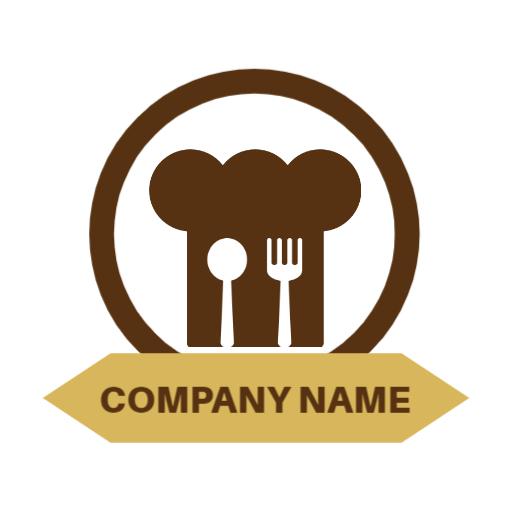 Delicious Brown Catering Logo Featuring Chef Hat and Utensils Logo Template