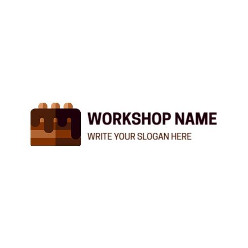 Delicious Brown Chocolate Cake Creation Workshop Logo Template