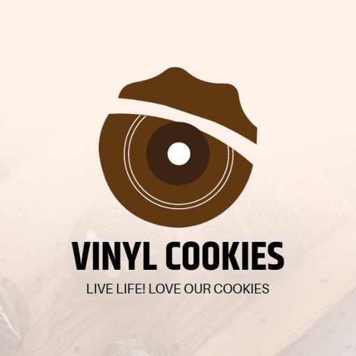 Delicious Brown Cookie Design Celebrating Vinyl Culture Logo Template