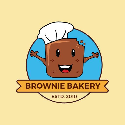 Delicious Brownie Bakery Character with Chef Hat Logo Template