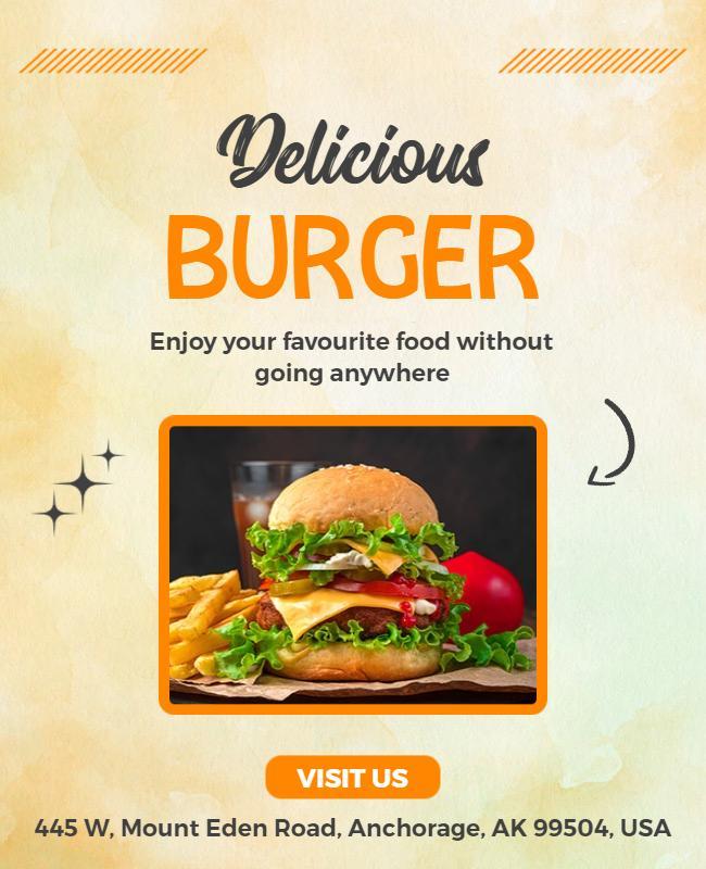 Playful Yellow Burger Delight Food Promotion Flyer Template