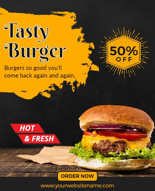 Delicious Burger Restaurant Promotion Flyer Template