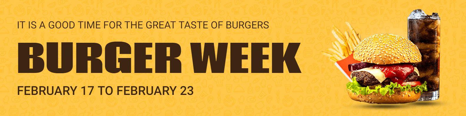 Delicious Burgers on Bright Yellow Background Food Banner Template