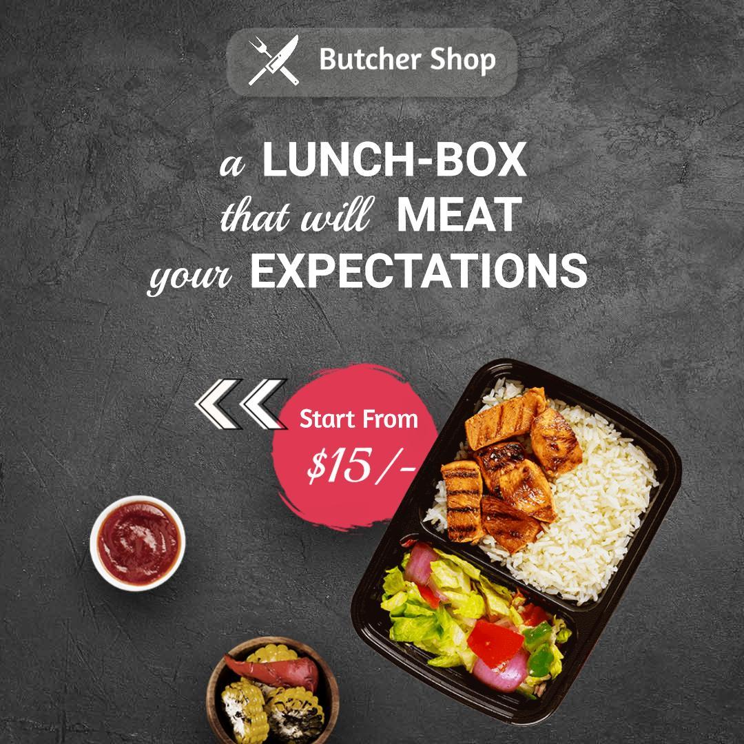 Delicious Butcher Shop Lunch Box Meal Offer Ad Template