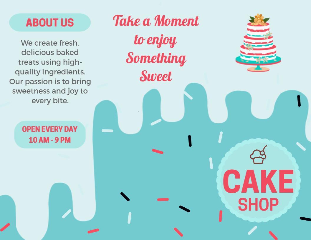 Delicious Cake Shop Dessert and Bakery Offerings Brochure Template