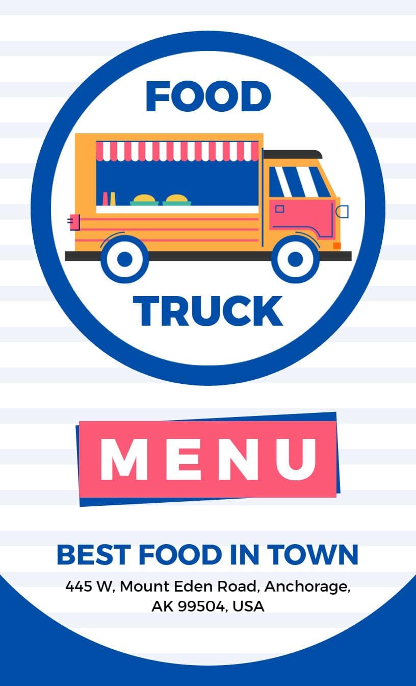 Delicious Calzones and Flavorful Pizzas Food Truck Menu Template