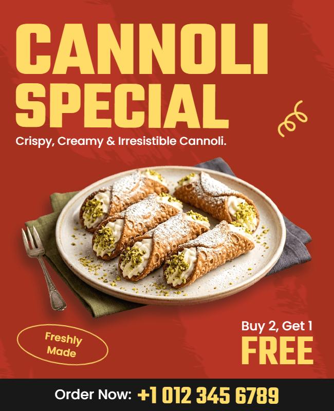 Delicious Cannoli Special Promotion Offer Flyer Template