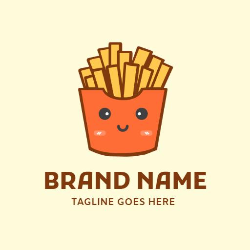 Delicious Cartoon French Fries in a Happy Box Logo Template