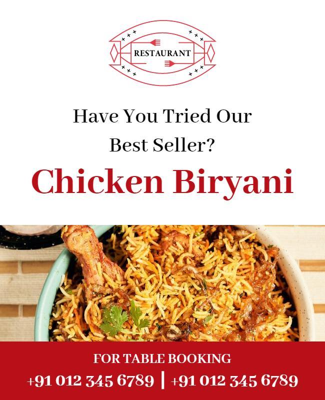 Delicious Chicken Biryani Promotion Flyer Template